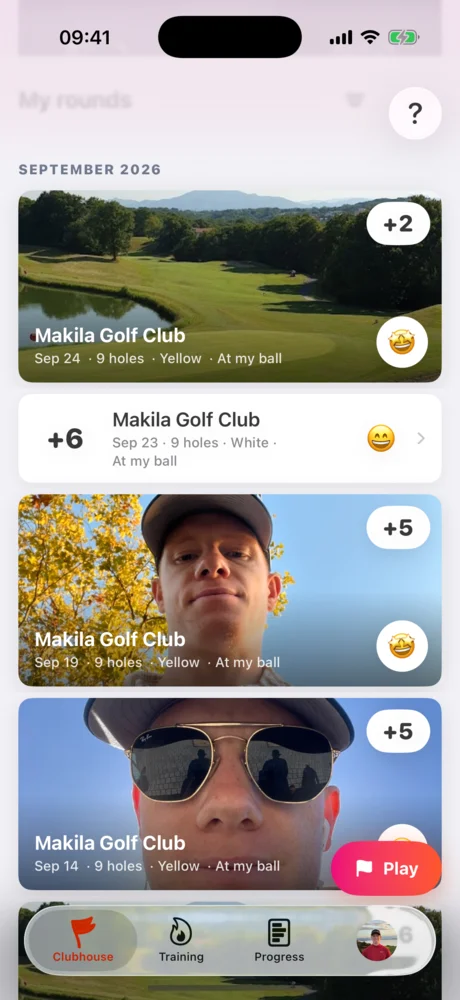 List of September 2026 rounds at Makila Golf Club with photos and scores.