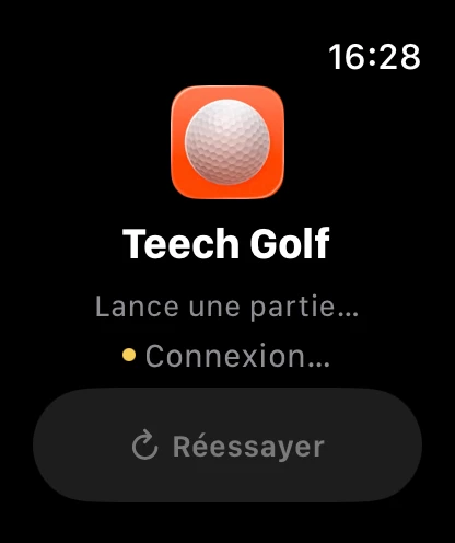 Teech Golf sur Apple Watch : lancer une partie, connexion à l’iPhone.